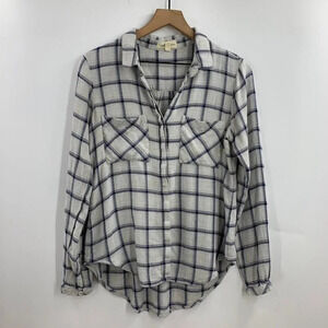 Anthropologie Cloth & Stone Women's Plaid Rayon Long Sleeve Button Up Size S